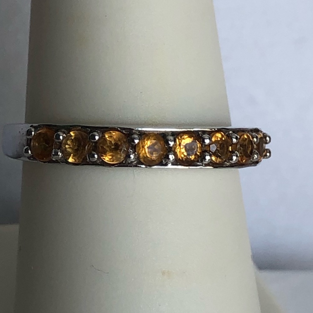 Madeira Citrine Gemstones (.75 cts) in Platinum over Sterling Eternity Band